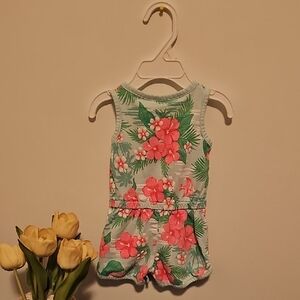 Floral Kids Romper - Pink and Green